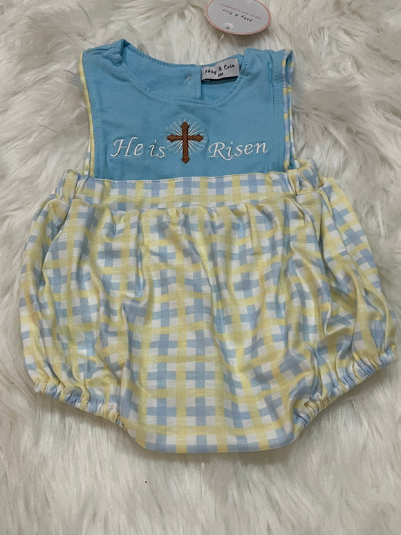 Blue yellow he is risen boy bubble