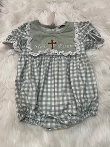Sage he is risen gingham girl bubble