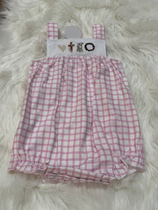 Pink gingham crown thorns lamb cross bubble