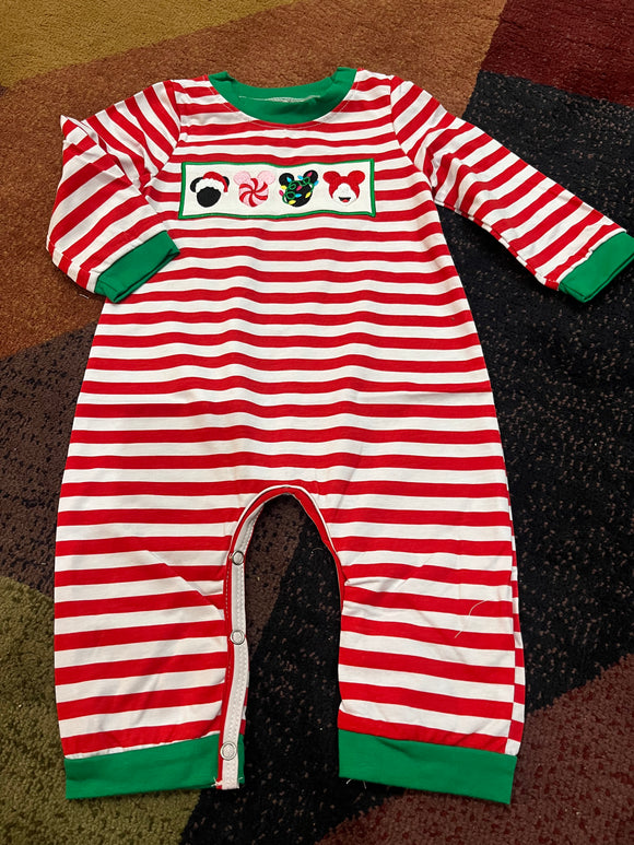 Boys 3/6m mouse Christmas candy romper