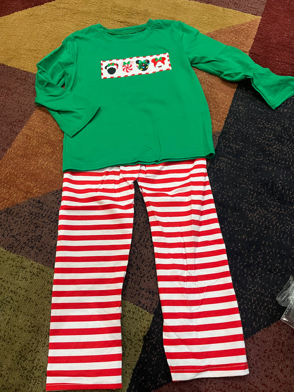 4t mouse Christmas candy pant set