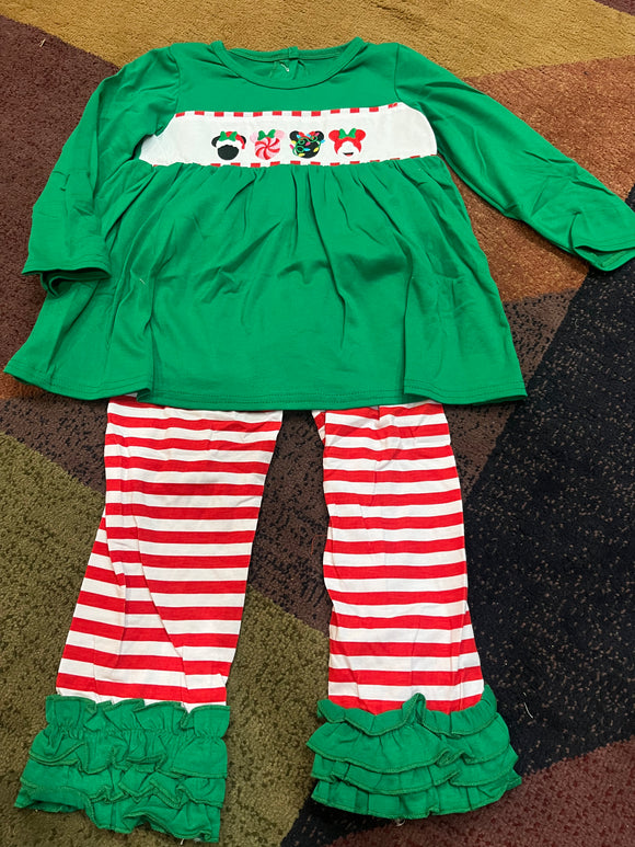 3t girls mouse Christmas candy pant set