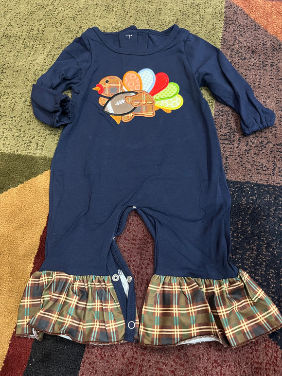 Navy football turkey girl romper