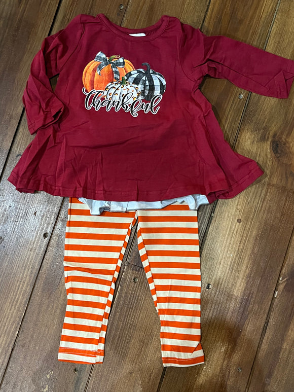 Maroon thankful pumpkin pant set