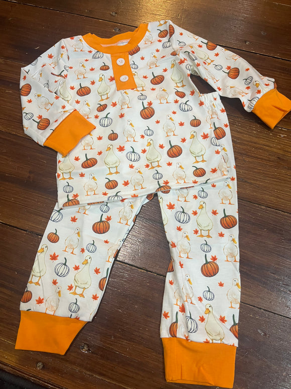 Pumpkin duck fall unisex pajama