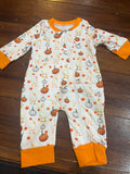 Unisex button bottom duck pumpkin fall romper