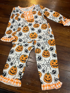 Spider pumpkin girl ruffle pajama