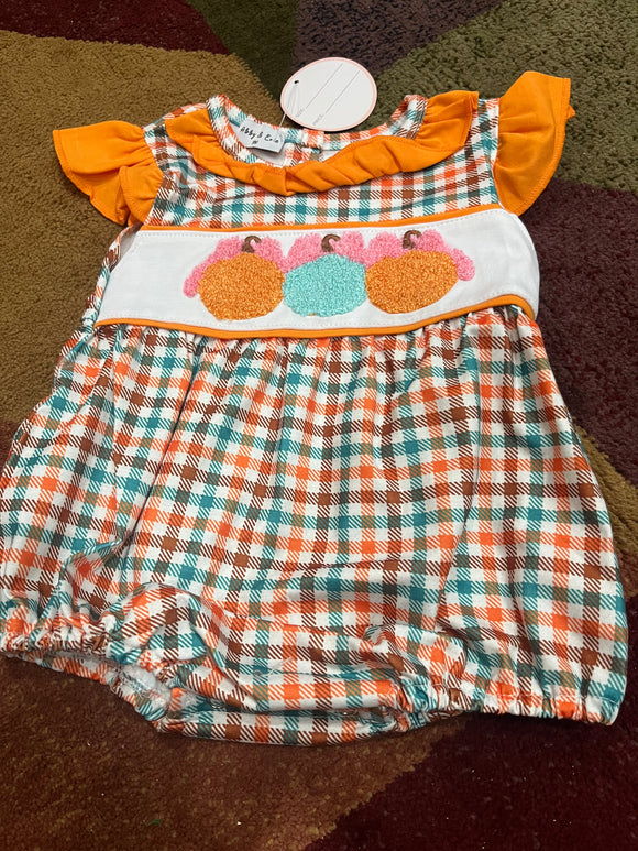 Plaid French knot pumpkin bow bubble