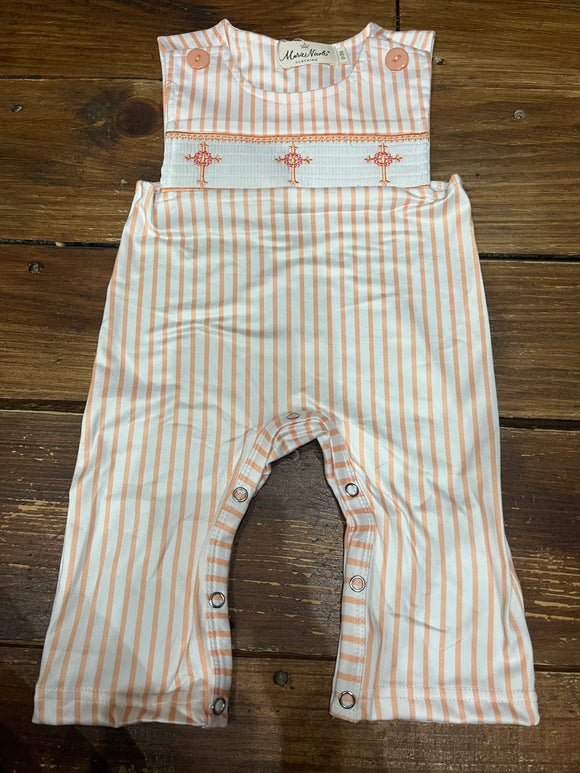 Boys coral smocked cross longall
