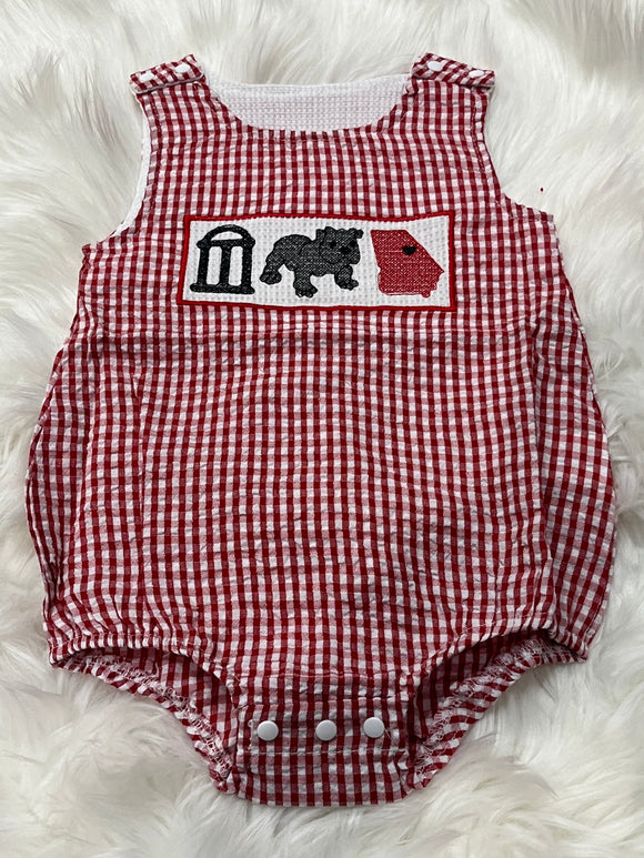 Red gingham state dog unisex bubble