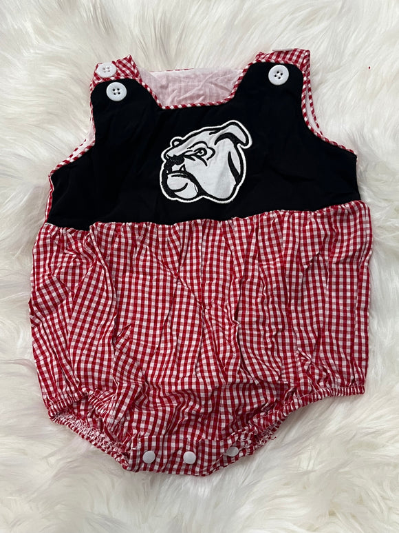 Black red applique dog unisex bubble