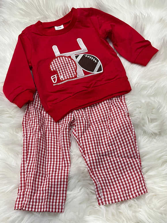 Red football goal boys pant set