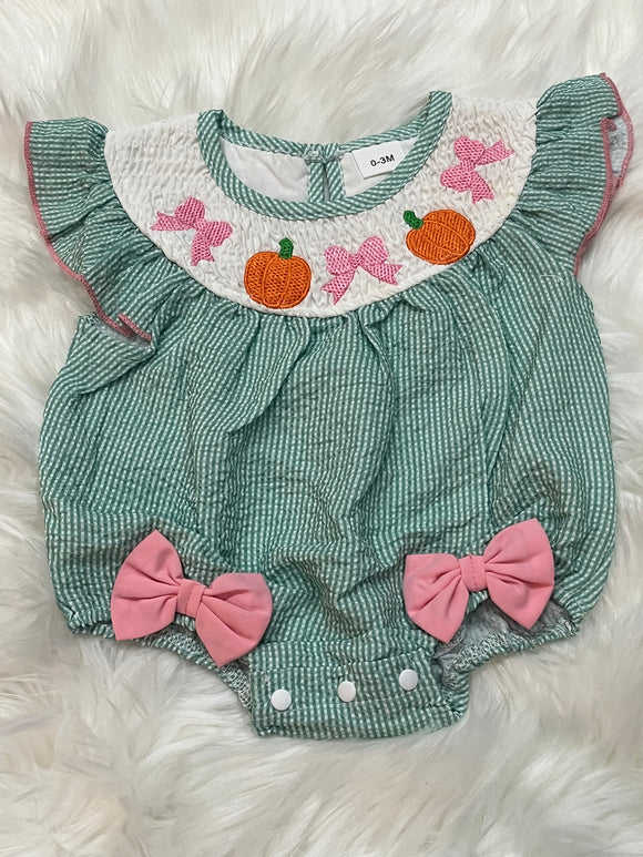Mint pink bow pumpkin girl bubble