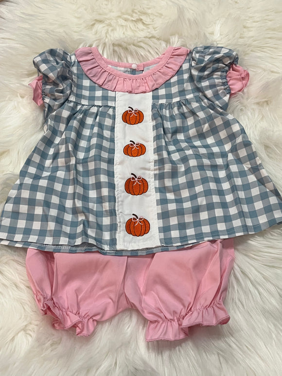 Sage pink heirloom pumpkin bloomer set