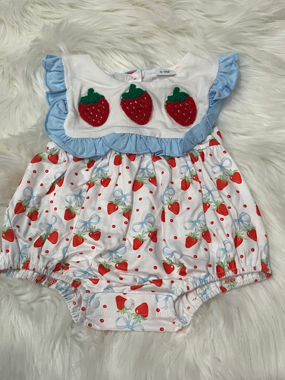 Strawberry red blue French knot bubble