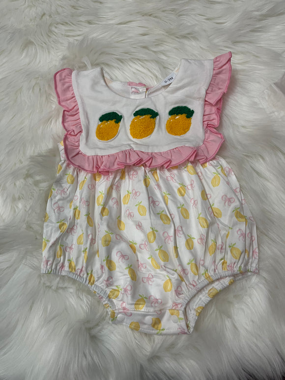 Pink yellow lemon French knot bubble