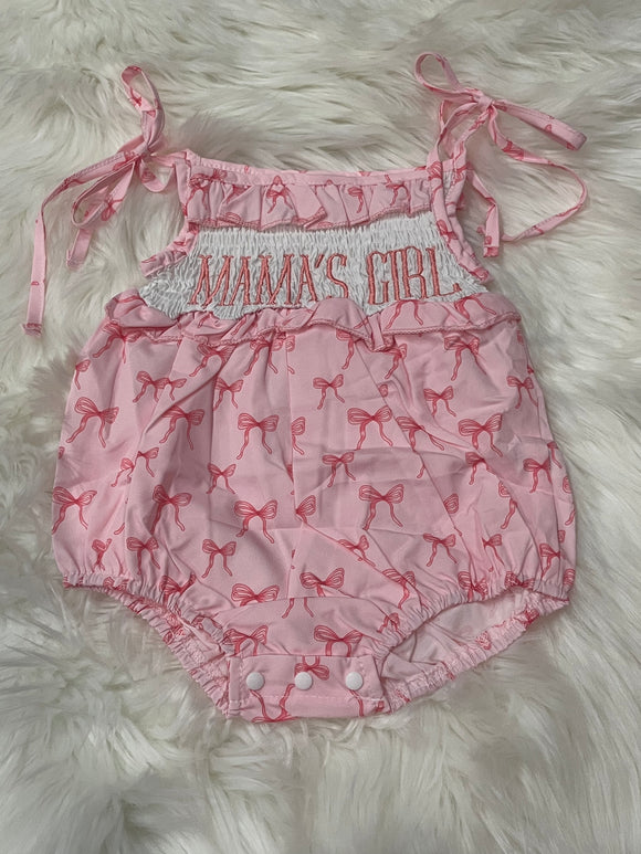 Pink bow mamas girl tie strap bubble