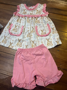 Pink bunny pocket short set