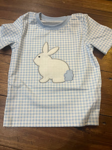 4t gingham blue bunny applique shirt