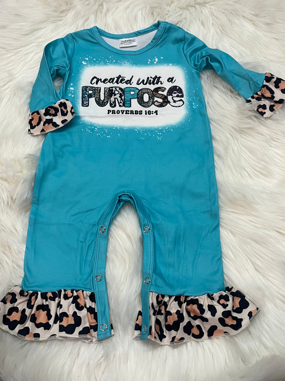 Created with purpose ruffle blue romper