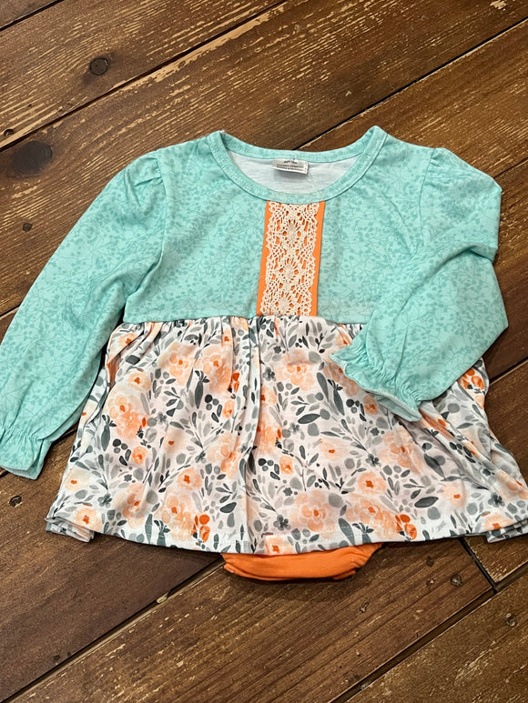 18m teal coral skirted long sleeve bubble