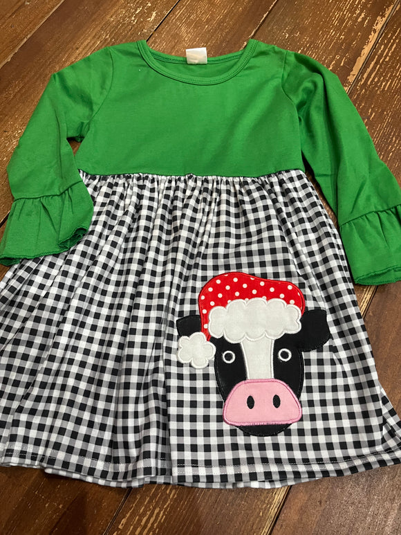 2t cow Santa hat dress