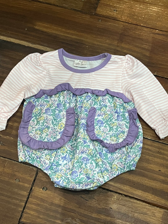 3m pink stripe purple floral long sleeve bubble