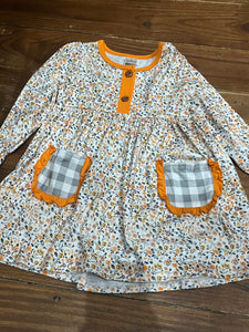 2t orange floral pocket dress