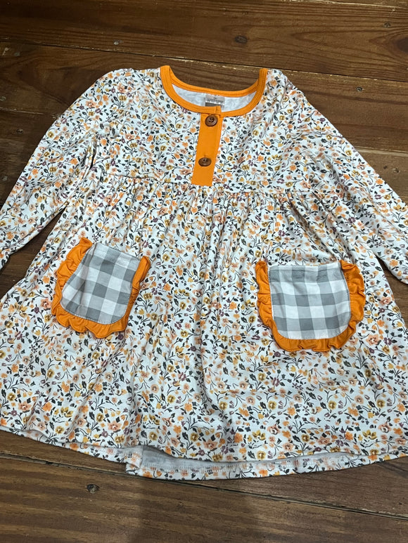 2t orange floral pocket dress