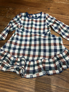 2t blue green burgandy plaid dress