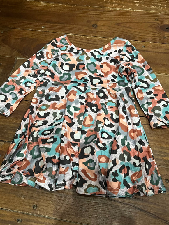 2t cheetah turquoise twirl dress