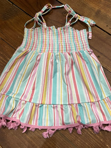 Striped girls smocked dress