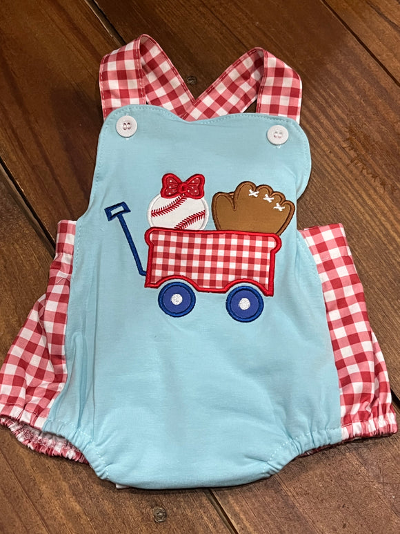 Applique wagon baseball bubble