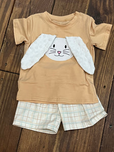 Tan bunny ear boy short set