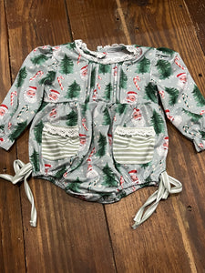 Santa candy cane tree print pocket long sleeve girl bubble