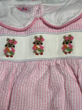 Hand smocked pink gingham Easter bunny bubble