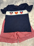 4t hand smocked superhero mouse boy short set