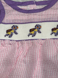 Hand smocked pink purple turtle bubble