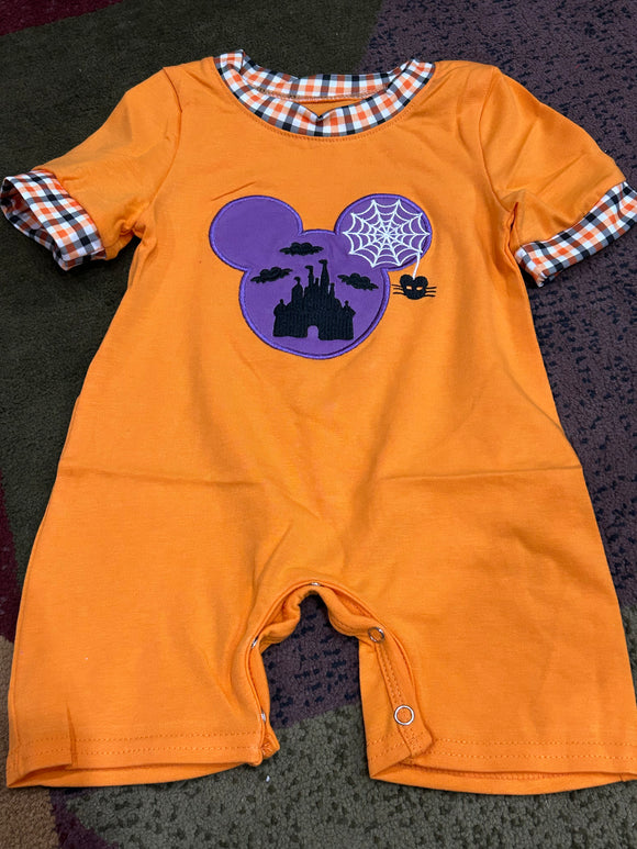 Purple mouse spider orange boy romper