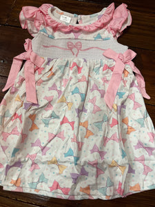 Pink bow smocked dress