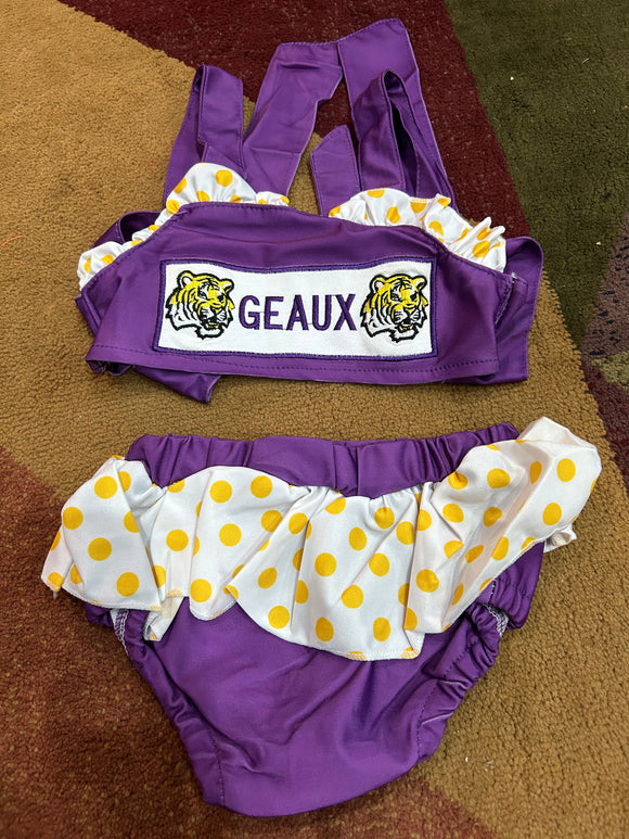 2t purple yello geaux swim suit