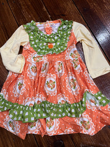 Pumpkin fall green orange dress