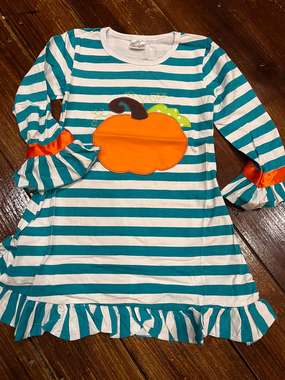 Blue stripe pumpkin dress