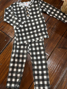 Black plaid bamboo pajama set