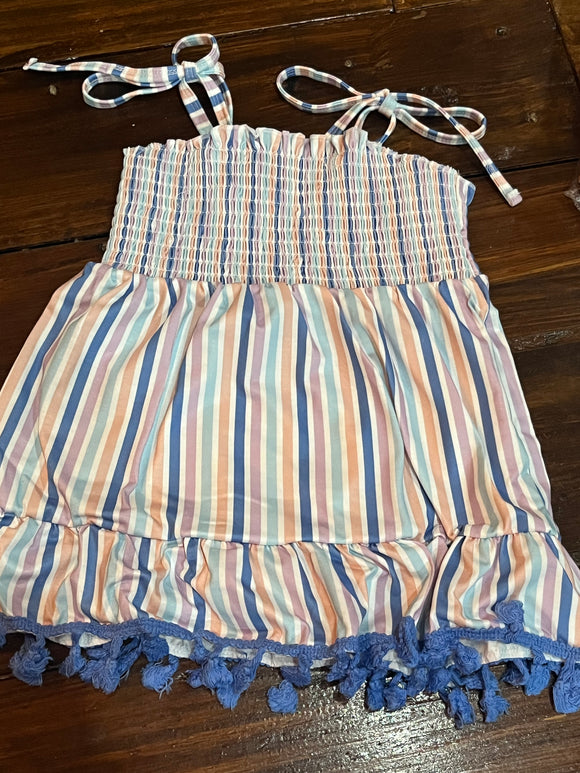 Coral blue stripe purple dress