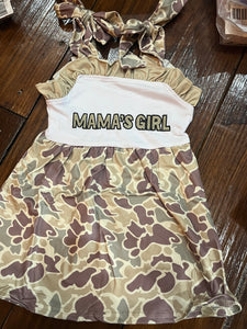 Mamas girl camo tie strap dress