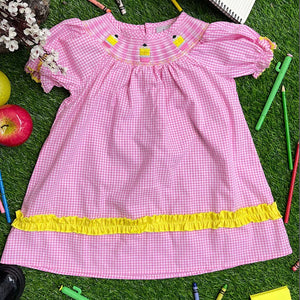 Pencil pink smocked dress