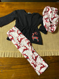 Plaid green/red reindeer 3pc set