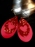 Valentine pink and red heart cutout earrings