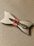 Black pink and red faux 3.5 inch bow with clip